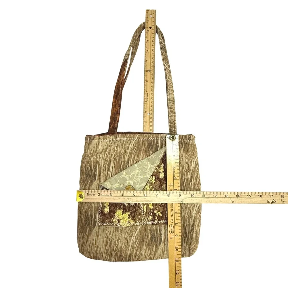 Handcrafted Tote Bag Small Brown Gold Patchwork Artisan Earthy Boho Handmade‎